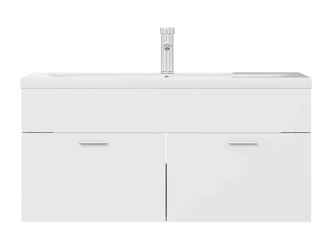 Armoire d'évier et lavabo intégré Blanc/chêne sonoma Aggloméré