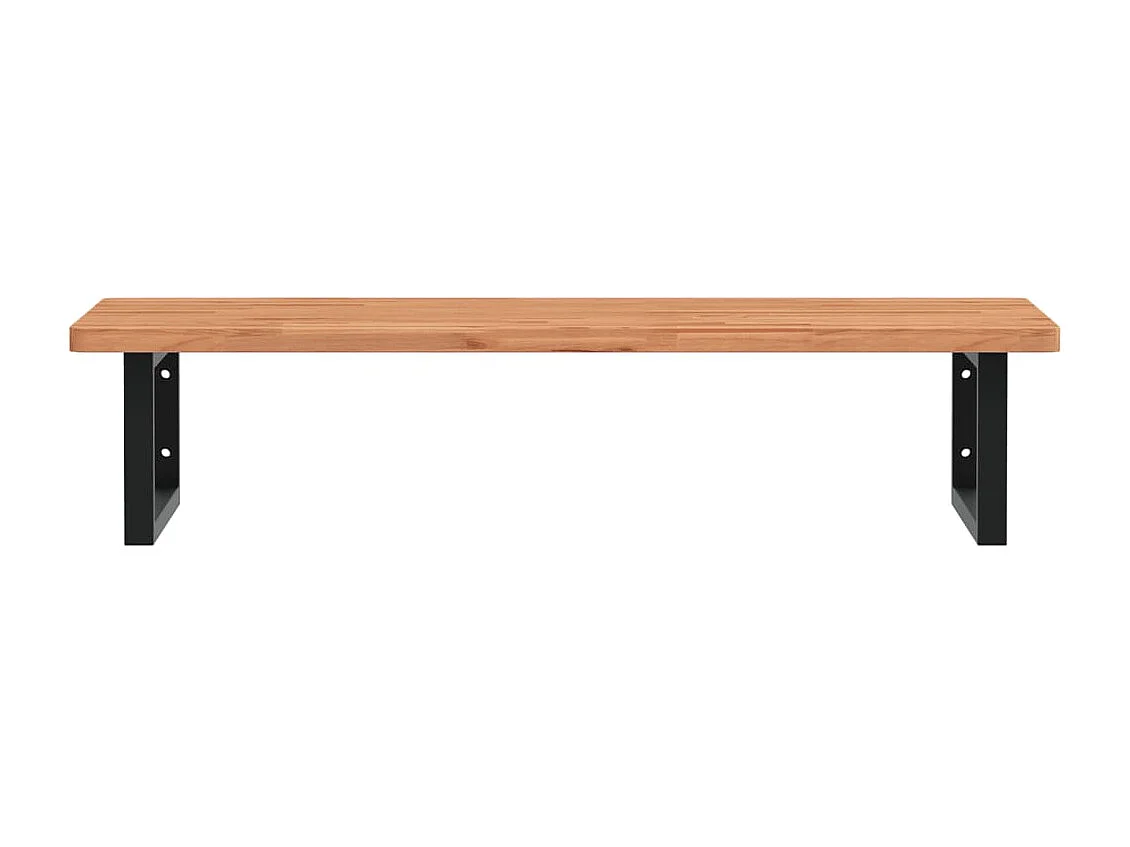 Étagère de vasque murale acier et bois massif de hêtre