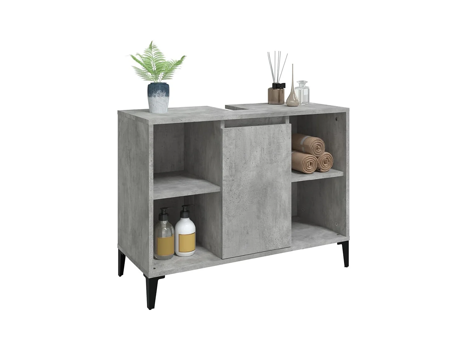 Waschbeckenunterschrank Betongrau 80x33x60 cm Holzwerkstoff