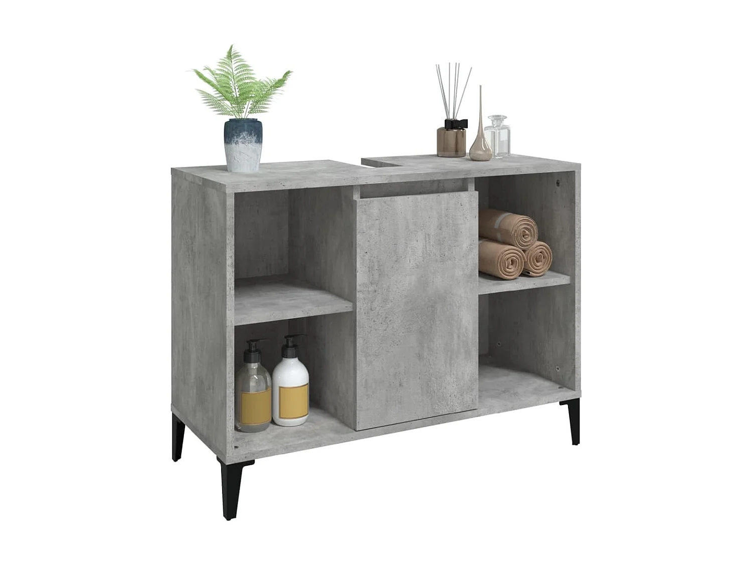 Mobile Lavabo Grigio Cemento 80x33x60 cm in Legno Multistrato