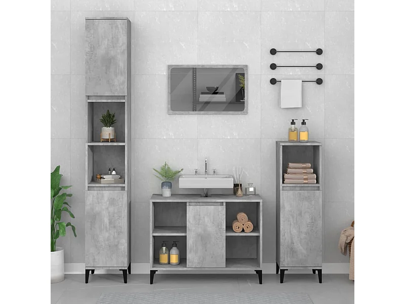 Meuble d'évier gris béton 80x33x60 cm bois d'ingénierie