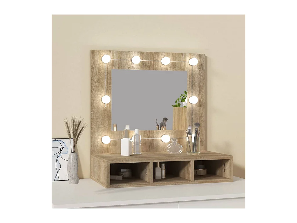 Armoire de miroir avec LED Chêne sonoma 60x31,5x62 cm