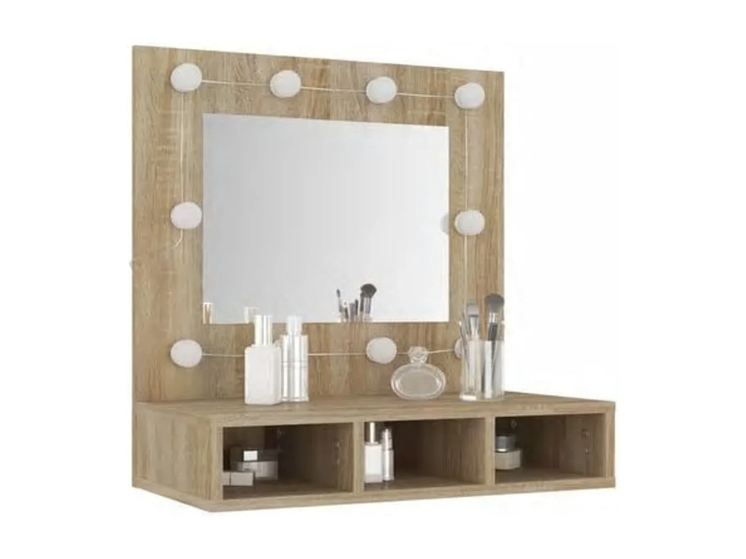 Spiegelschrank mit LED Sonoma-Eiche 60x31,5x62 cm