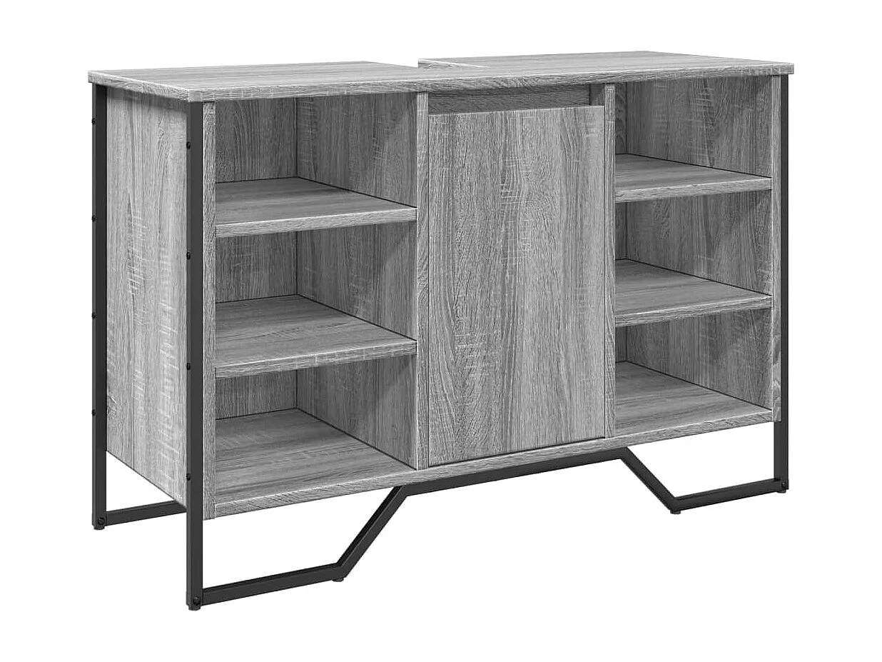 Armoire lavabo de salle de bain sonoma gris 91x35x60 cm