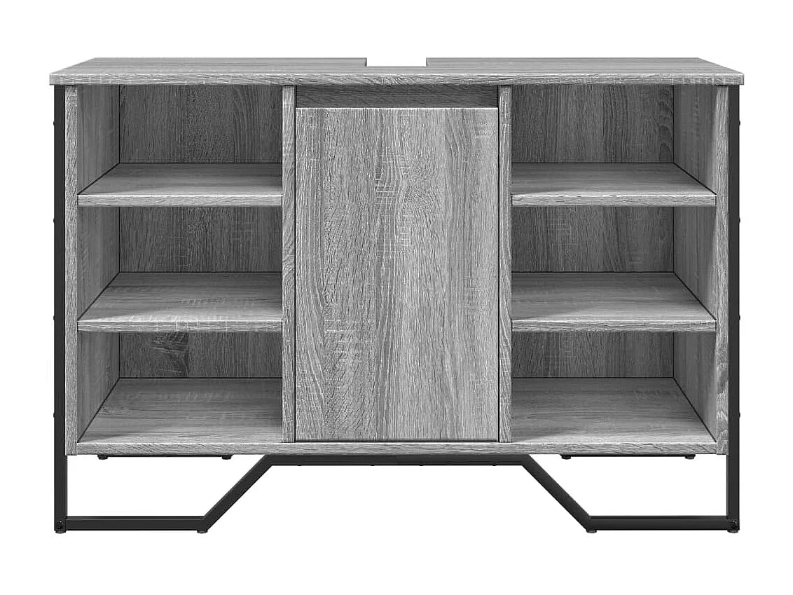 Armoire lavabo de salle de bain sonoma gris 91x35x60 cm