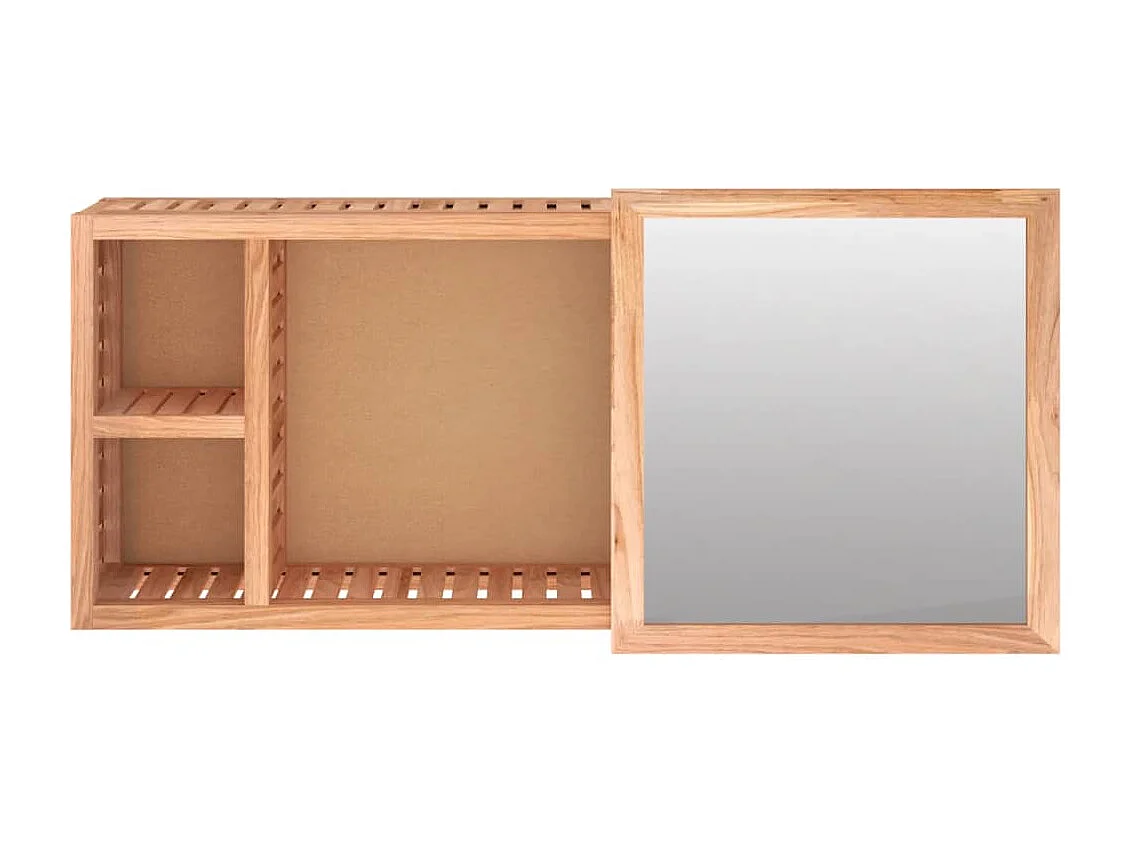 Armario con espejo madera maciza nogal 80x17x34 cm