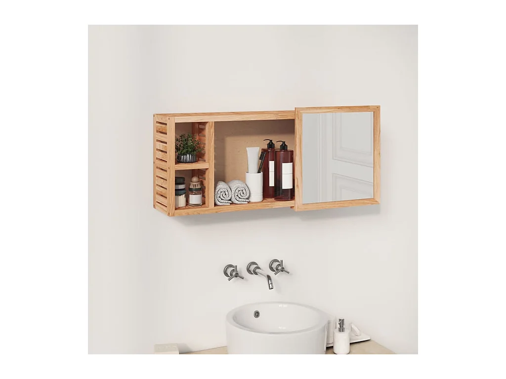 Spiegelschrank 80x17x34 cm Massivholz Nussbaum