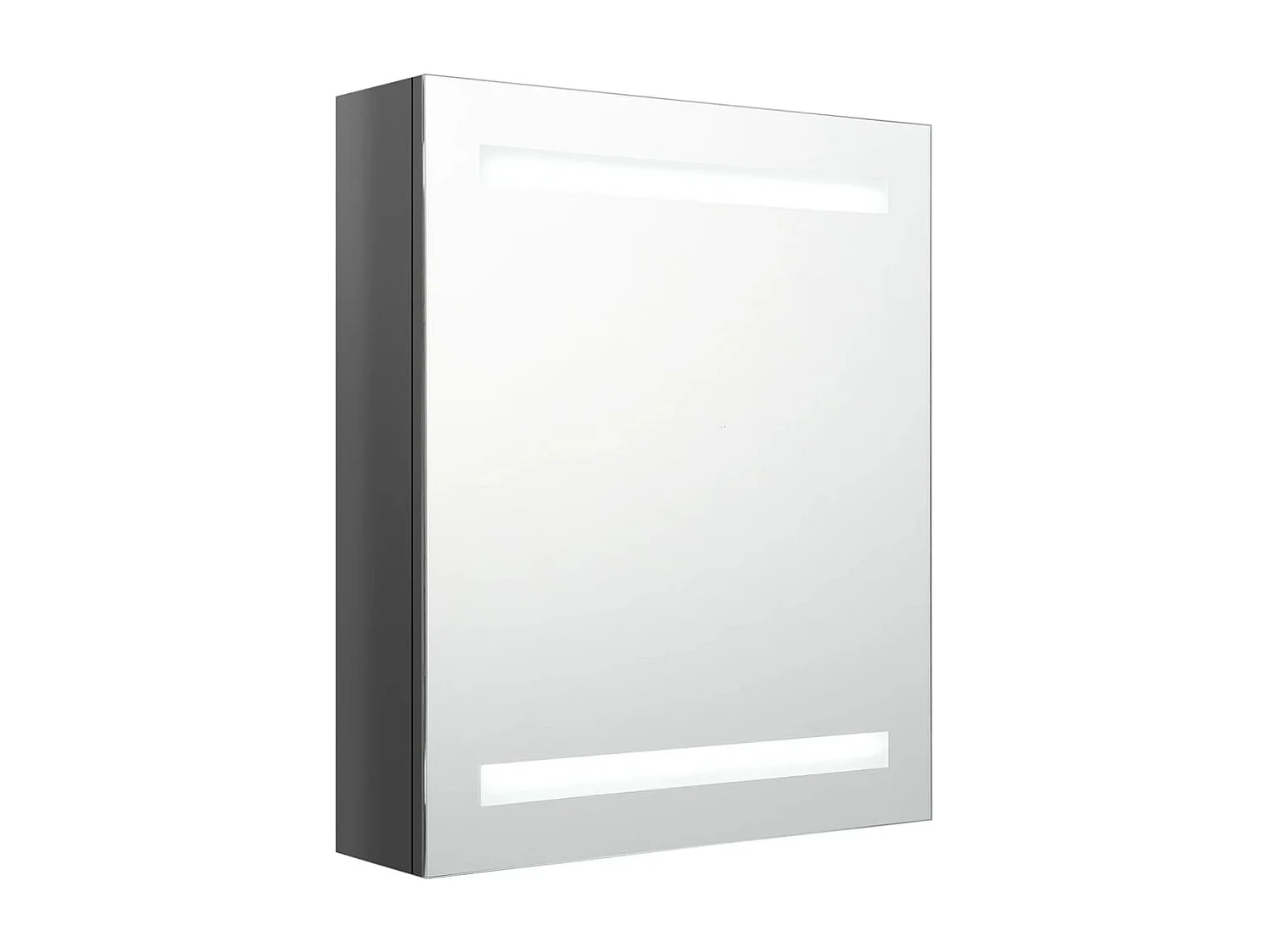 Armoire de salle de bain à miroir LED Gris brillant 50x14x60 cm