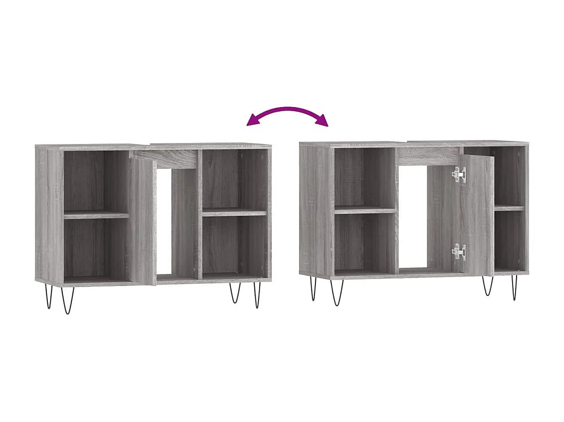 Armoire salle de bain sonoma gris 80x33x60 cm bois d'ingénierie