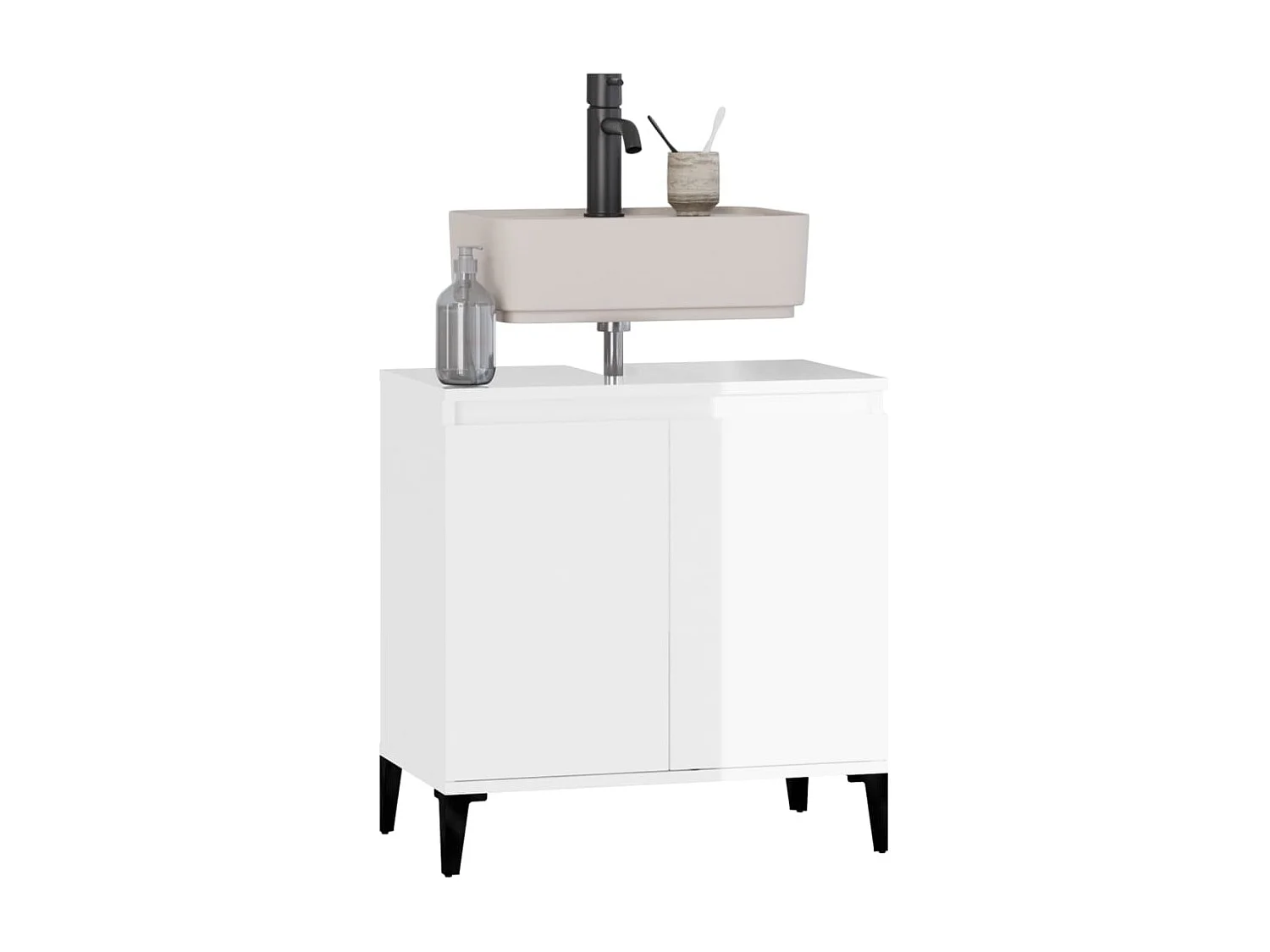 Waschbeckenunterschrank Hochglanz-Weiß 58x33x60cm Holzwerkstoff