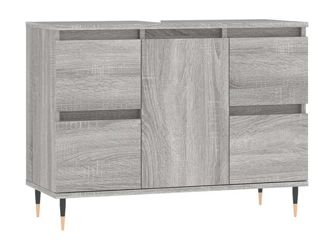 Badschrank Grau Sonoma 80x33x60 cm Holzwerkstoff