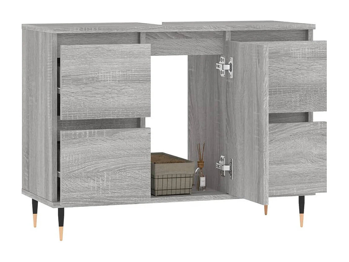 Badschrank Grau Sonoma 80x33x60 cm Holzwerkstoff