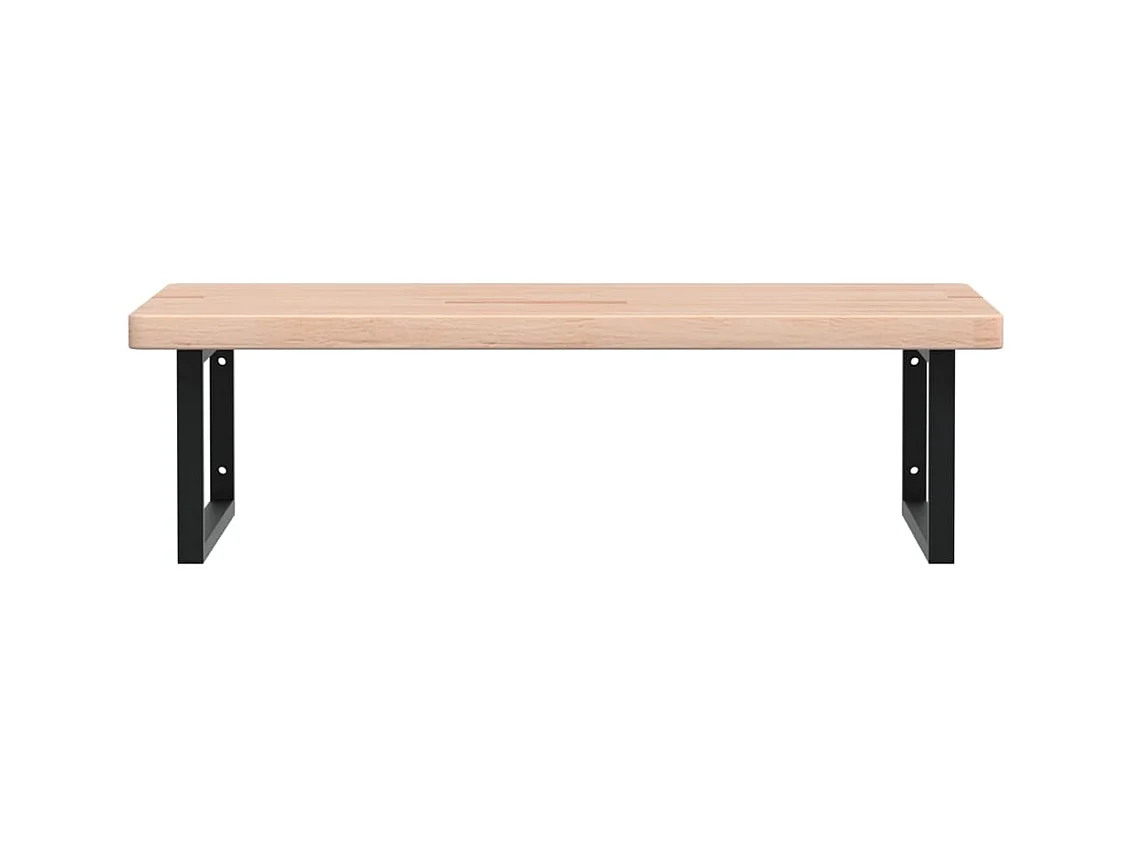 Étagère de vasque murale acier et bois de chêne massif