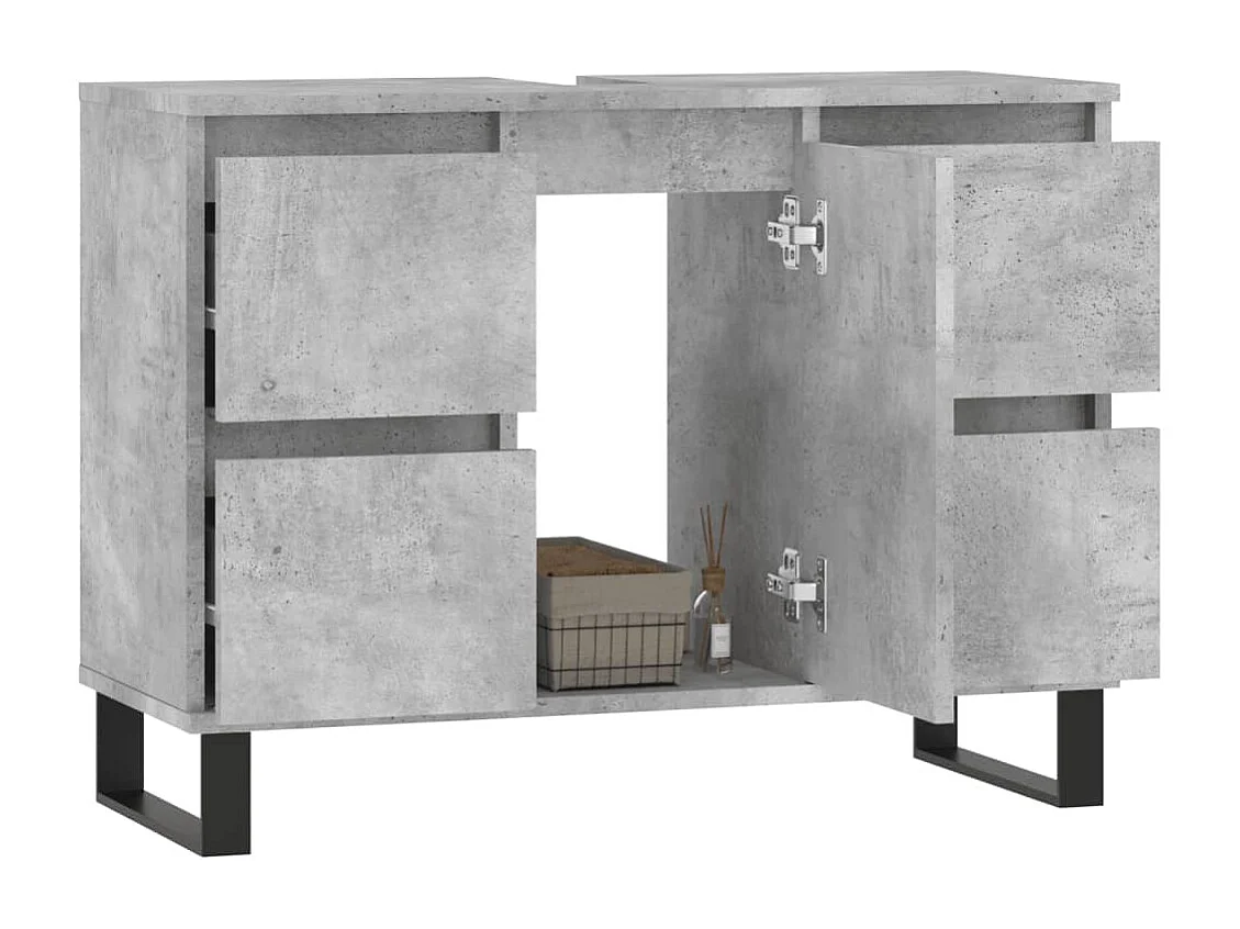 Badschrank Betongrau 80x33x60 cm Holzwerkstoff