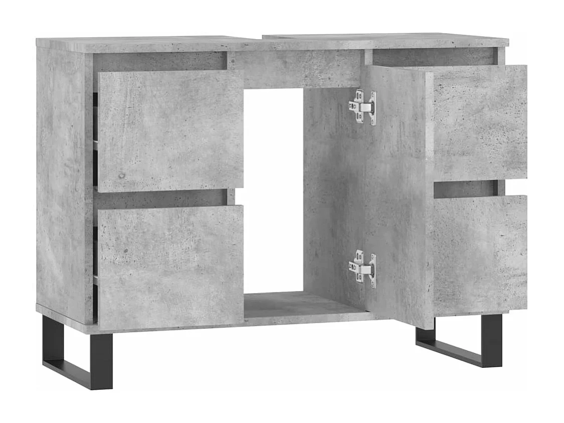 Badschrank Betongrau 80x33x60 cm Holzwerkstoff