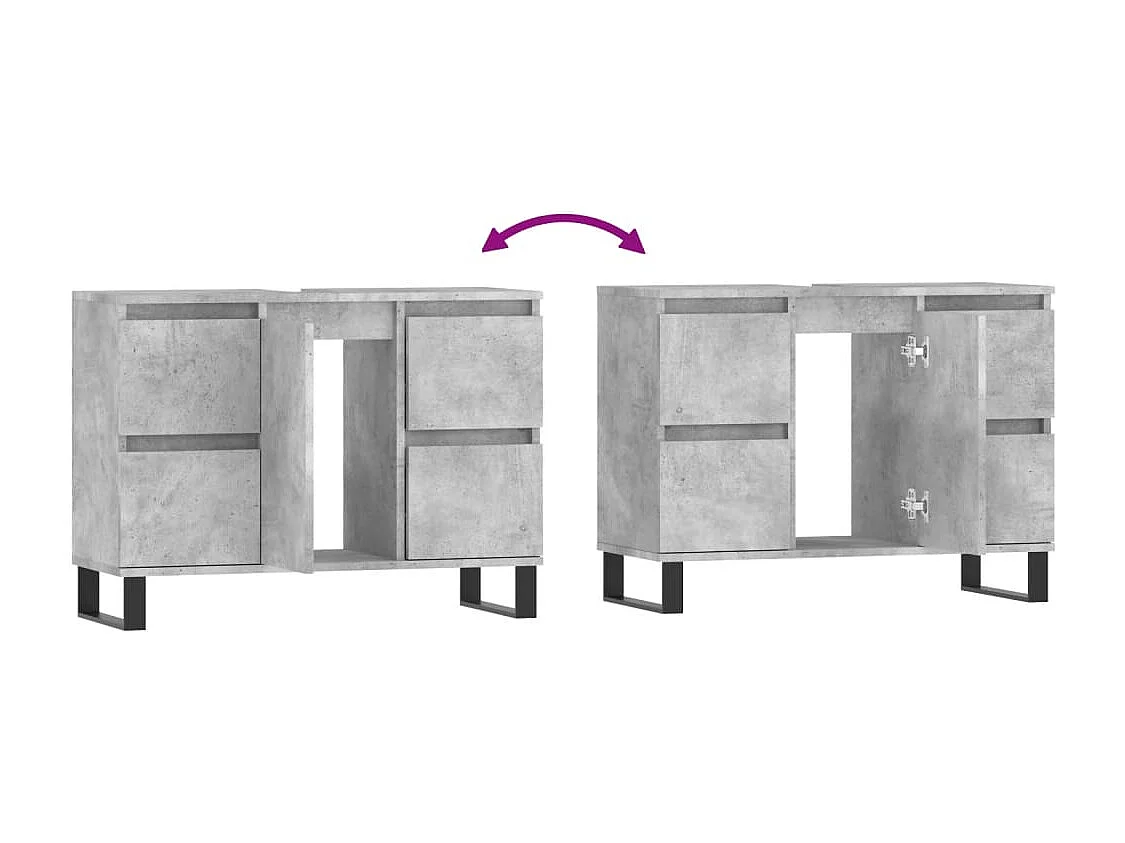 Badschrank Betongrau 80x33x60 cm Holzwerkstoff