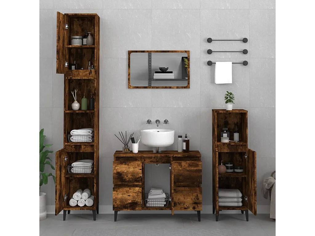 Móvel p/ lavatório 80x33x60 cm deriv. madeira carvalho fumado