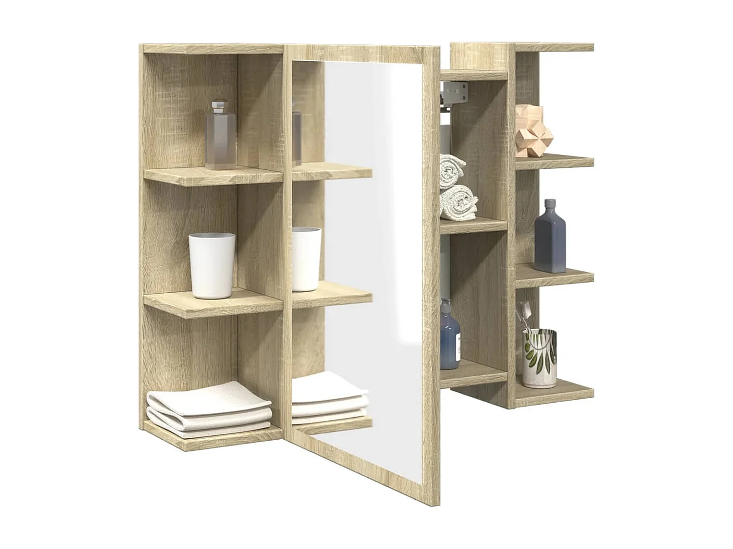 Mobile Bagno con Specchio Rovere Sonoma 80x20,5x64 Multistrato