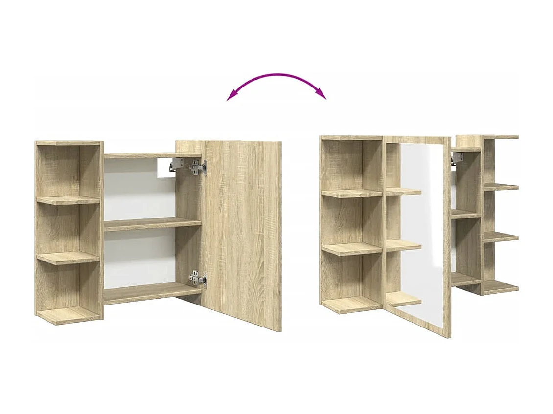 Mobile Bagno con Specchio Rovere Sonoma 80x20,5x64 Multistrato