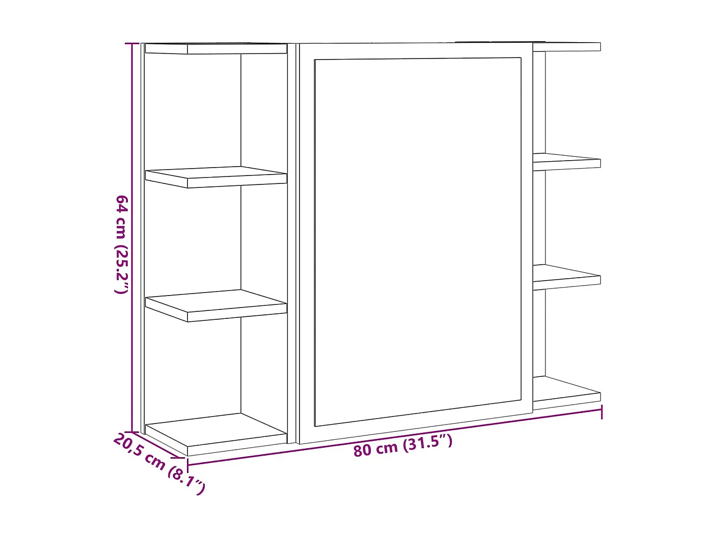 Armoire à miroir de bain Chêne sonoma 80x20,5x64 cm Aggloméré