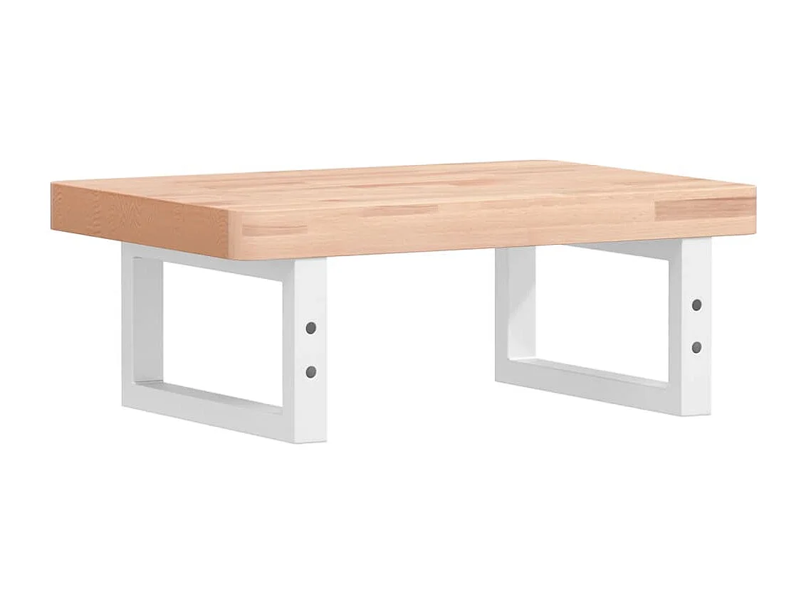 Ripiano a Parete per Lavabo in Acciaio e Massello di Faggio