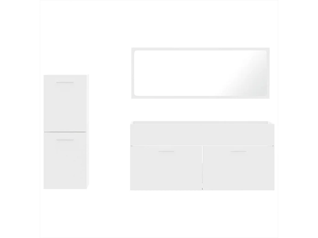 Set di mobili da bagno da 3 pezzi in legno composito bianco