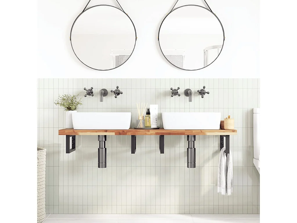 Tampo p/ móvel de WC 120x40x4cm acácia maciça acabamento a óleo