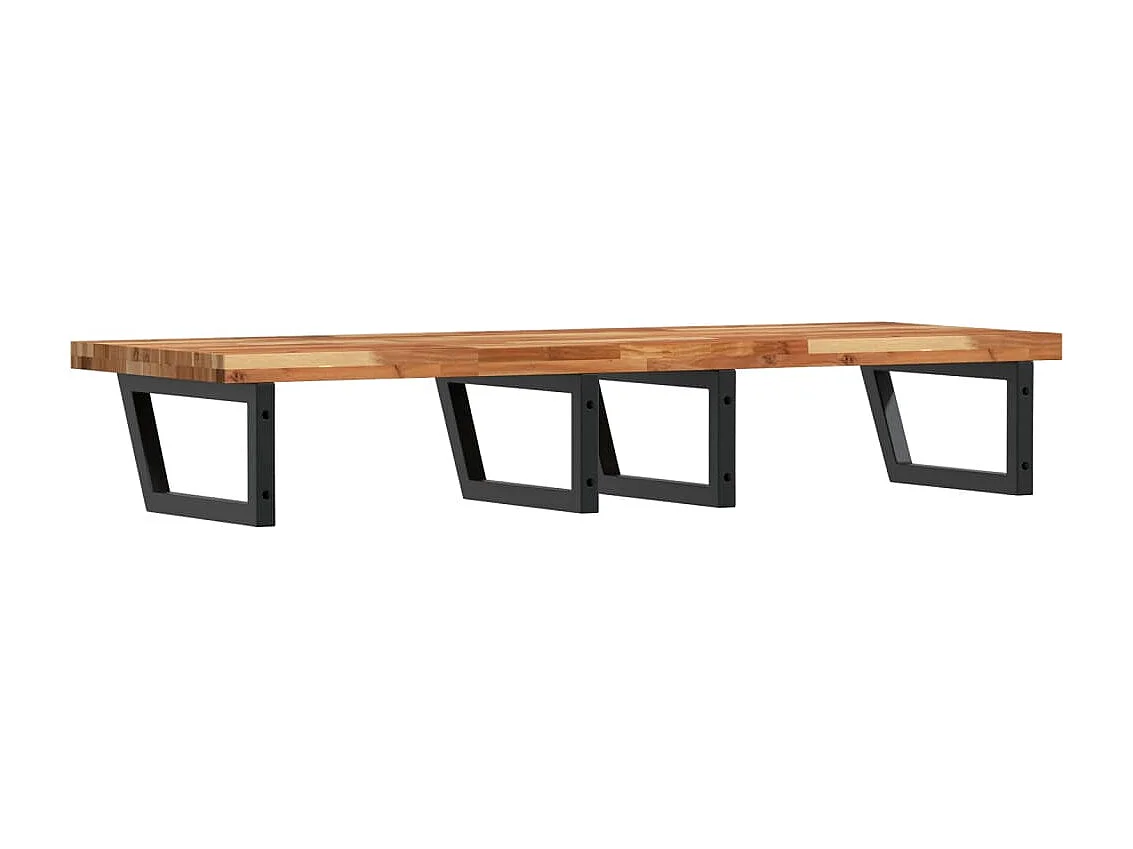 Ripiano a Parete per Lavabo in Acciaio e Massello di Acacia