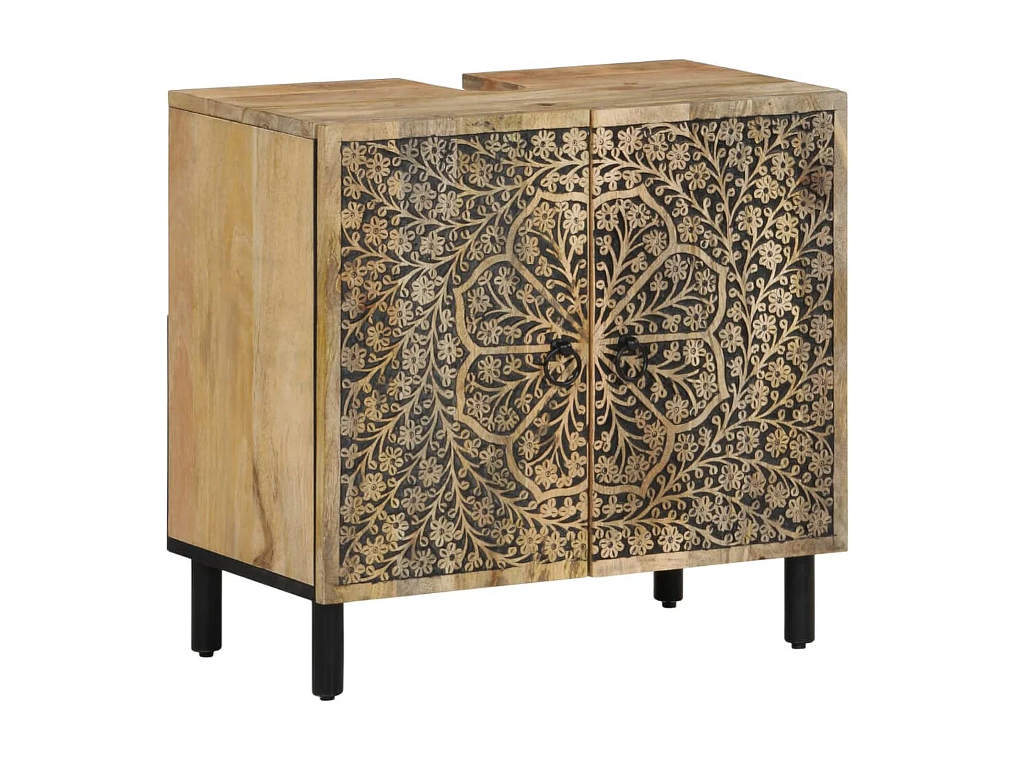 Set di mobili da bagno da 4 pezzi in legno massello di mango