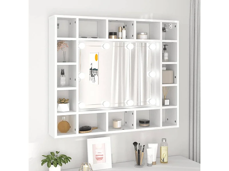 Spiegelkast met LED-verlichting 91x15x76,5 cm wit