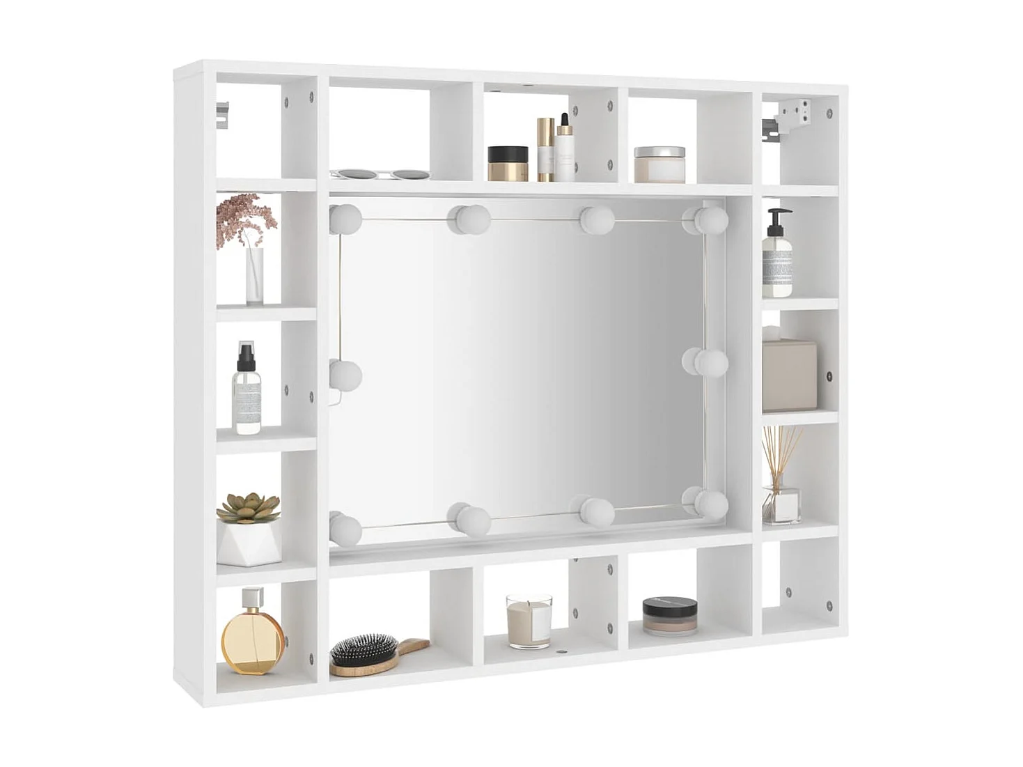 Armário espelhado com luzes LED 91x15x76,5 cm branco