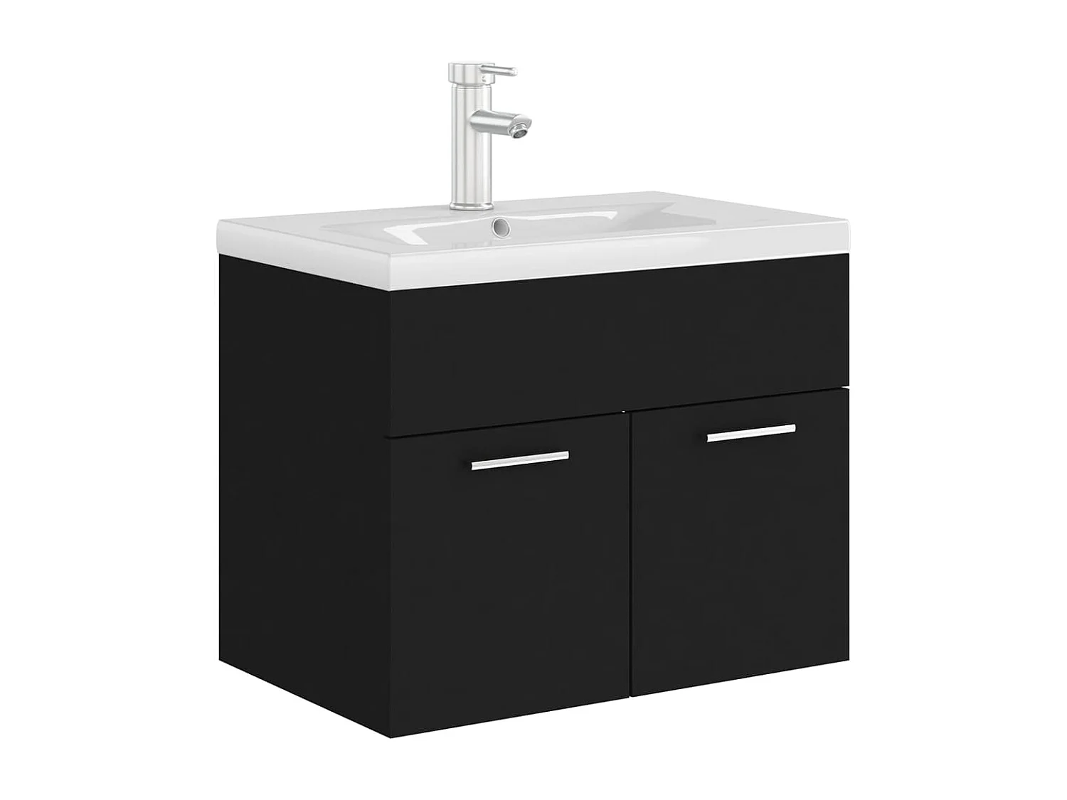 Armoire d'évier avec lavabo intégré Noir Aggloméré