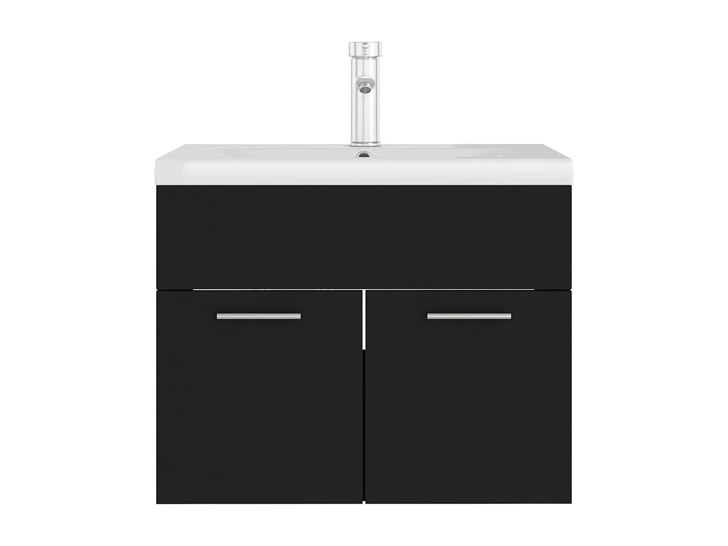 Armoire d'évier avec lavabo intégré Noir Aggloméré