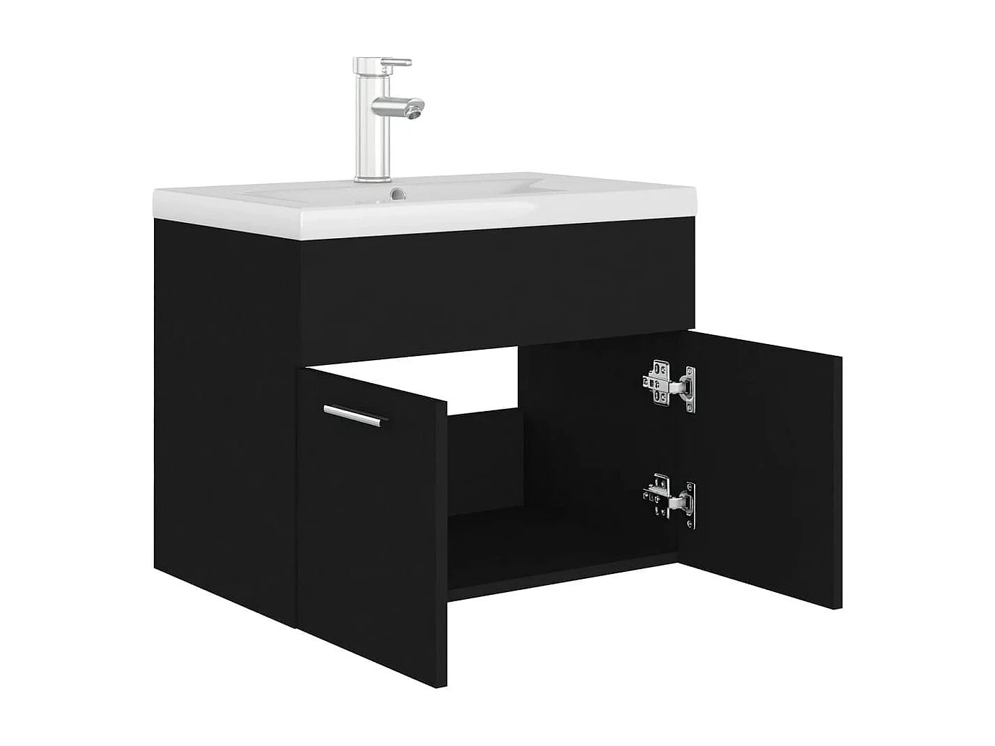 Armoire d'évier avec lavabo intégré Noir Aggloméré