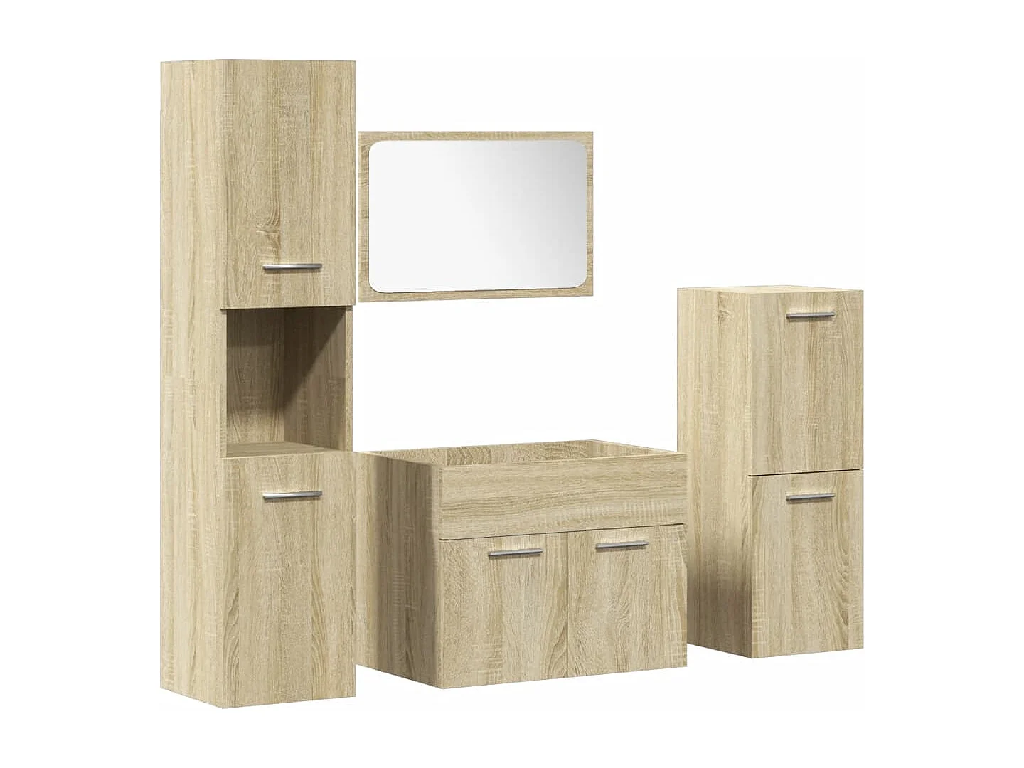 Set da bagno in rovere Sonoma da 4 pezzi