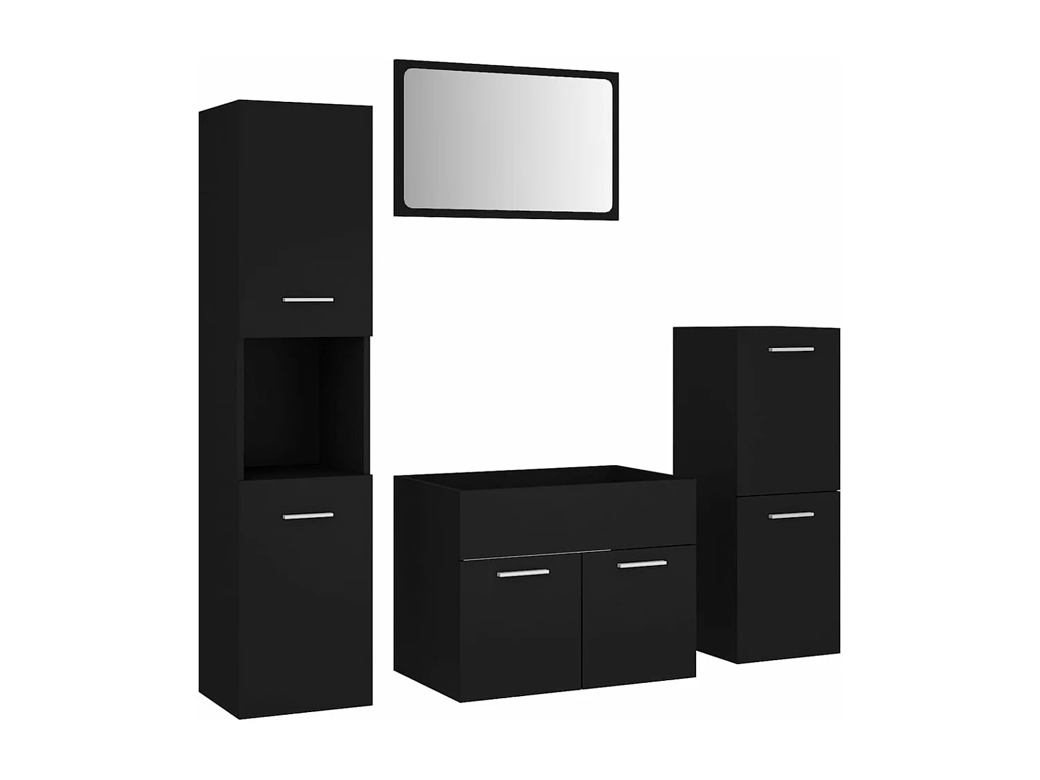Conjunto de móveis de banheiro em madeira preta