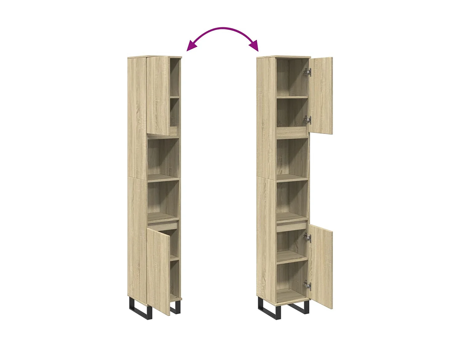 Armoire salle de bain chêne sonoma 30x30x190 cm