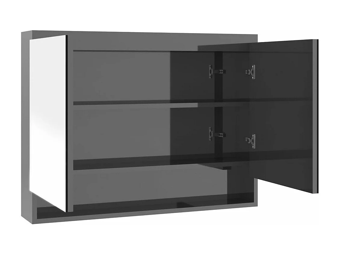 Armário espelhado p/ casa banho 80x15x60cm MDF cinza brilhante