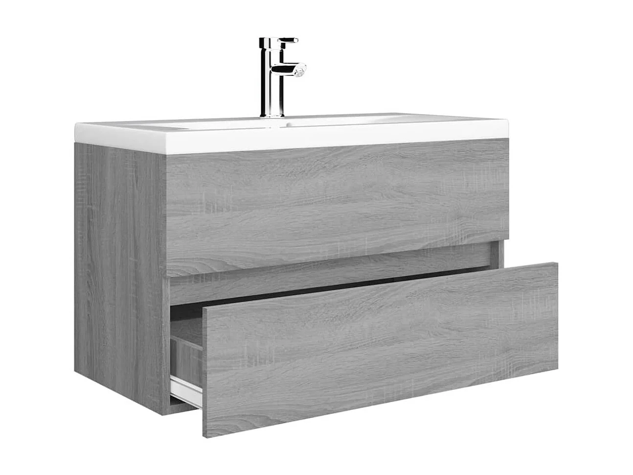 Meuble lavabo avec bassin intégré Sonoma gris Bois d'ingénierie