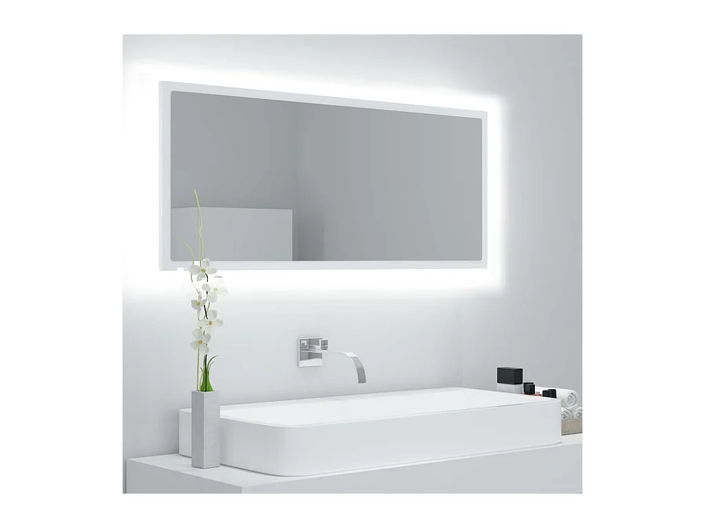 Miroir à LED de salle de bain Blanc 100x8,5x37 cm Acrylique