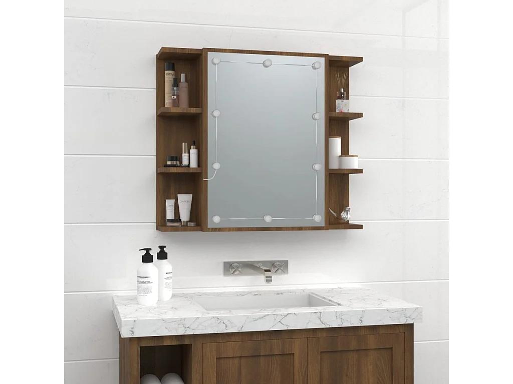 Armoire à miroir avec LED Chêne marron 70x16,5x60 cm