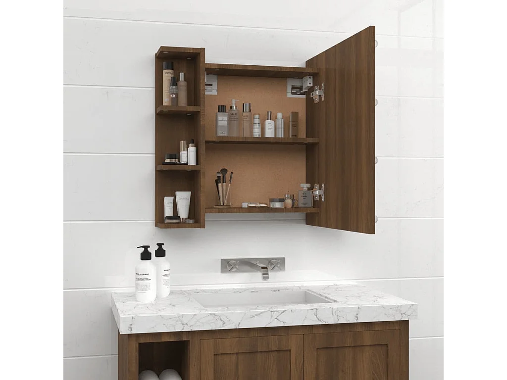 Armoire à miroir avec LED Chêne marron 70x16,5x60 cm