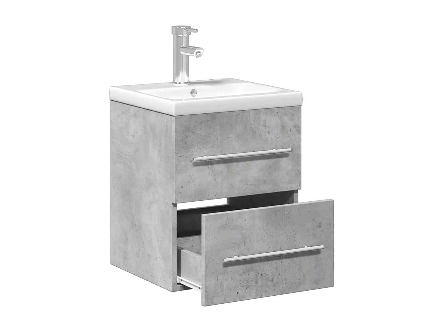 Armoire lavabo de salle de bain avec bassin intégré gris béton