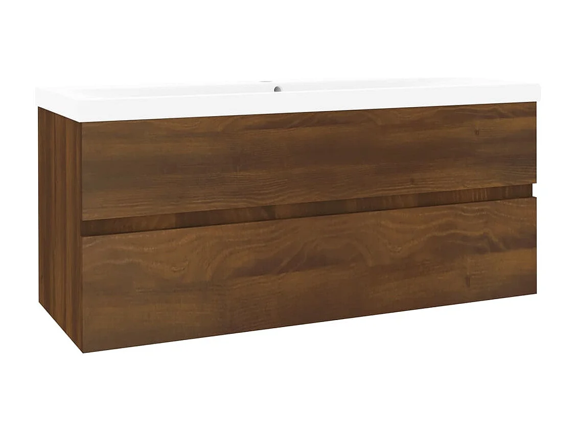 Waschbeckenschrank mit Einbaubecken Braun Eiche Holzwerkstoff