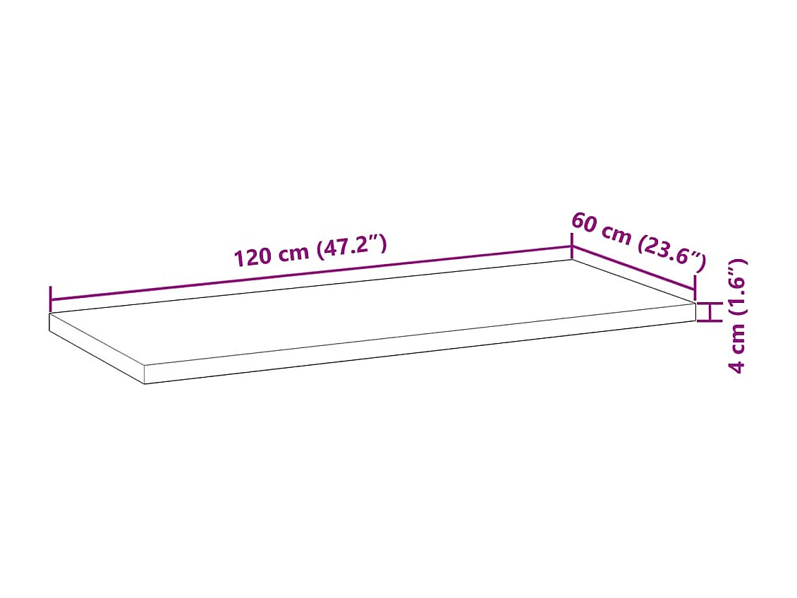 Piano da Bagno Finitura a Olio 120x60x4 cm in Legno di Acacia