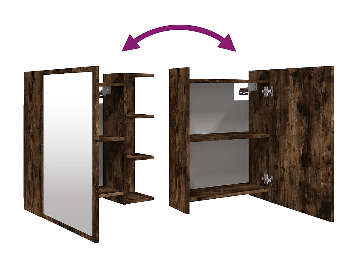 Mobile da Bagno con Specchio Rovere Fumo 62,5x20,5x64 cm Legno