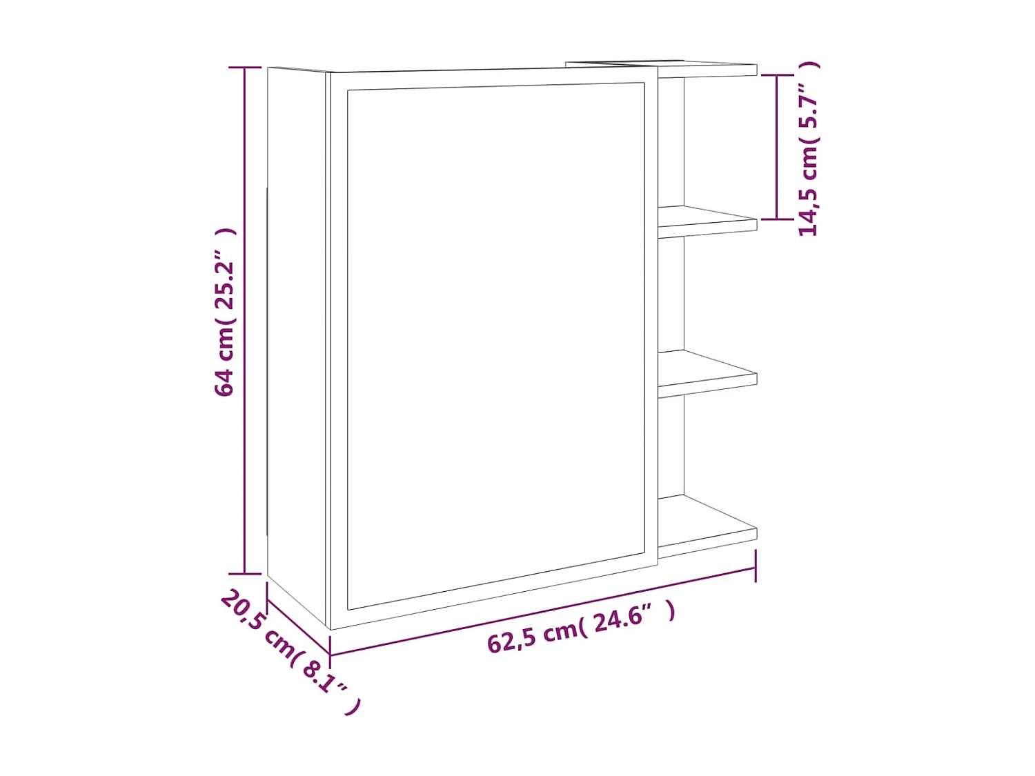 Mobile da Bagno con Specchio Rovere Fumo 62,5x20,5x64 cm Legno