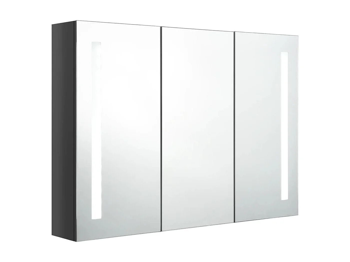 Armadietto Bagno con Specchio e LED 89x14x62 cm Grigio Lucido