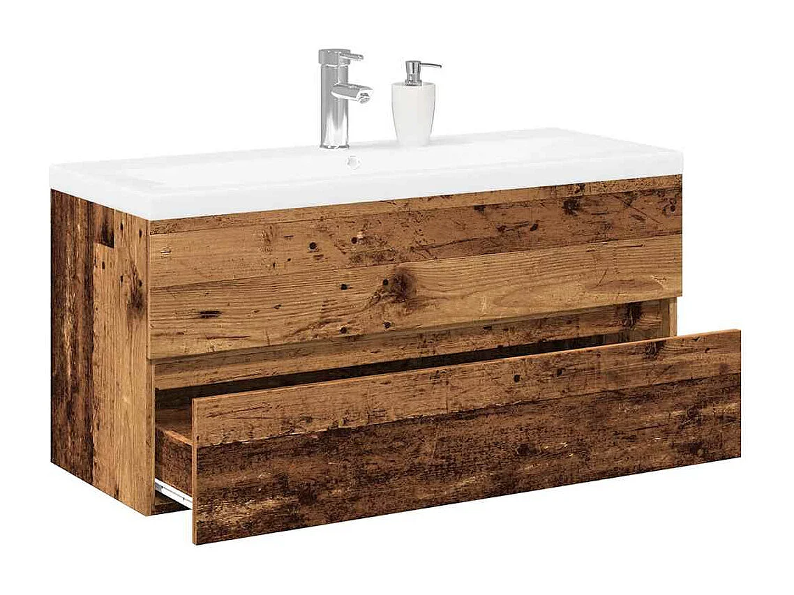 Meuble avec vasque intégrée vieux bois 101x39,5x49 cm