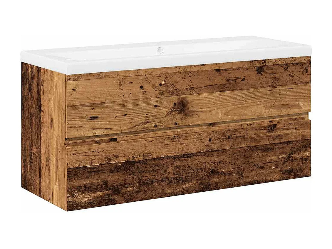 Meuble avec vasque intégrée vieux bois 101x39,5x49 cm